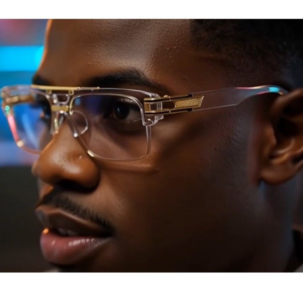 Men's Fashion Glasses Transparent Gold Frame Hip Hop Style Clear Lens Oversized